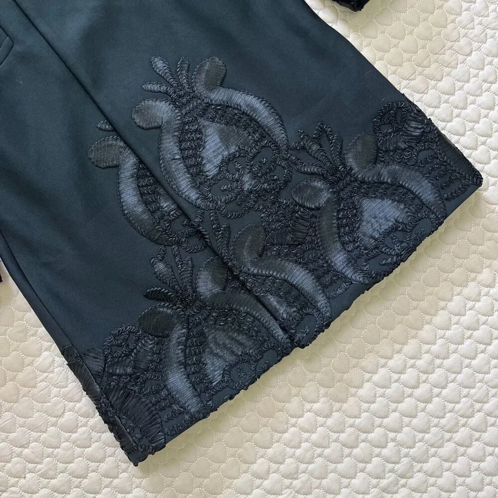 $759 NWOT Alexis Embroidered Women's Black Coat Size M - Picture 4 of 11